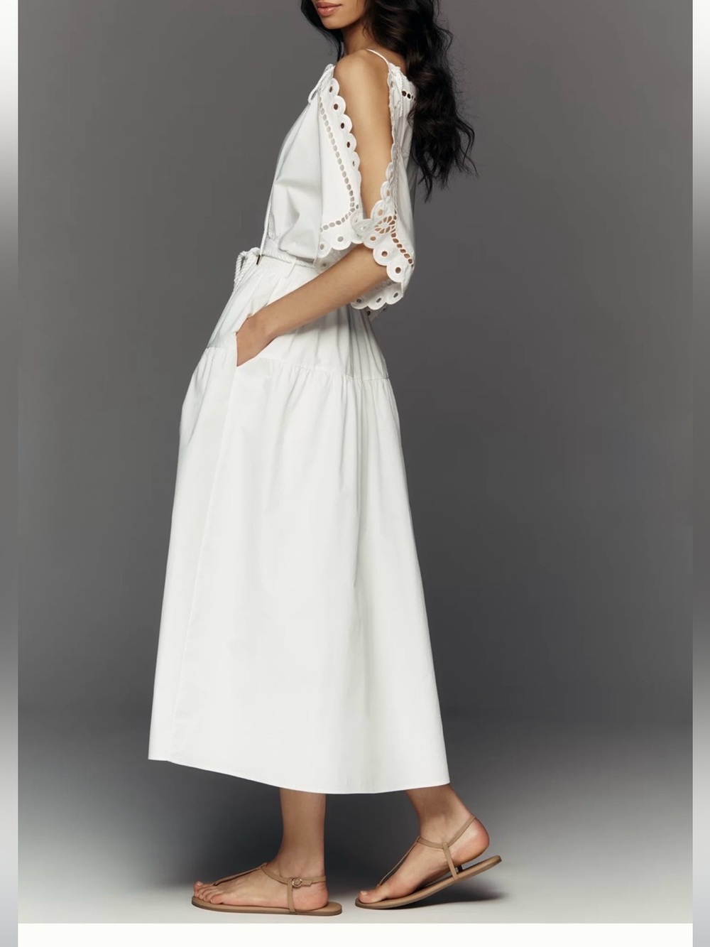 MARE MARE COLD-SHOULDER EYELET MIDI DRESS - Picture 2 of 4